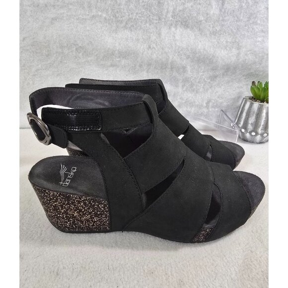 Dansko Sera Milled Nubuck Black Open Toe Ankle Strap Sandals Size 8.5 - Picture 6 of 14